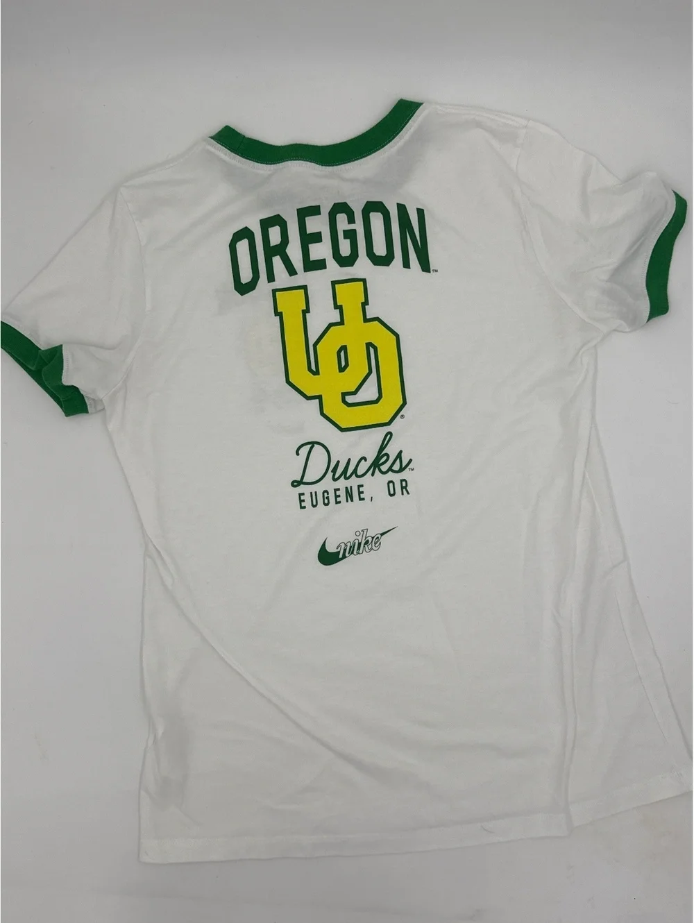 Nike Oregon Ducks The Nike Tee White Green Ringer T-Shirt